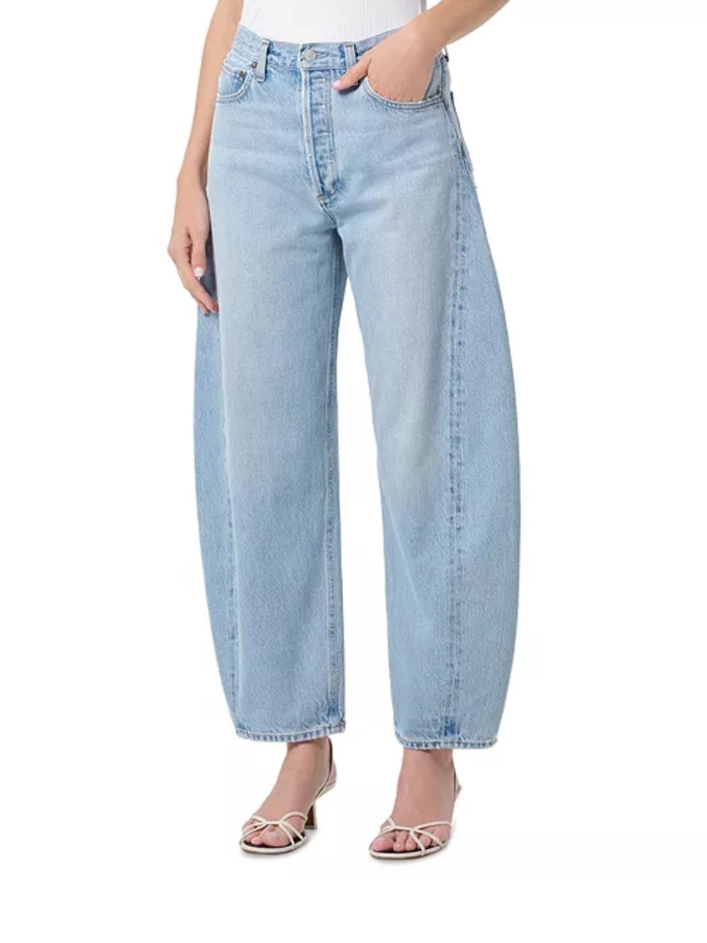 AGOLDE Luna Barrel Leg Jeans Light Wash Size 27 - Picture 3 of 11